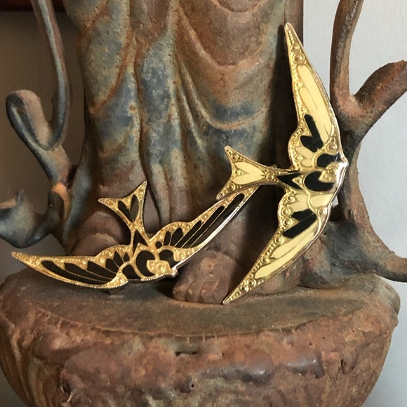 Vintage Pierre Bex Flying Swallows Brooch Set - Picture 1 of 7